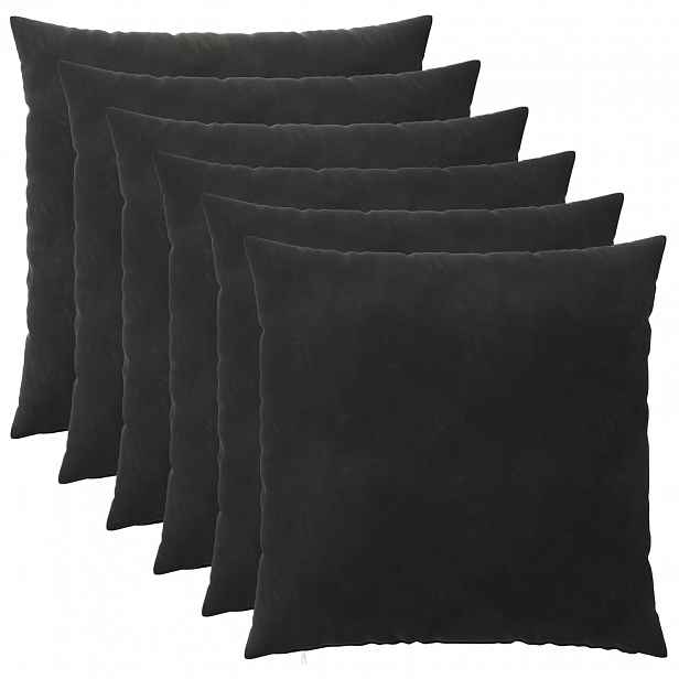 vidaXL Povlak na polštář 6 pcs HEERLEN Černá 55 x 55 cm Samet