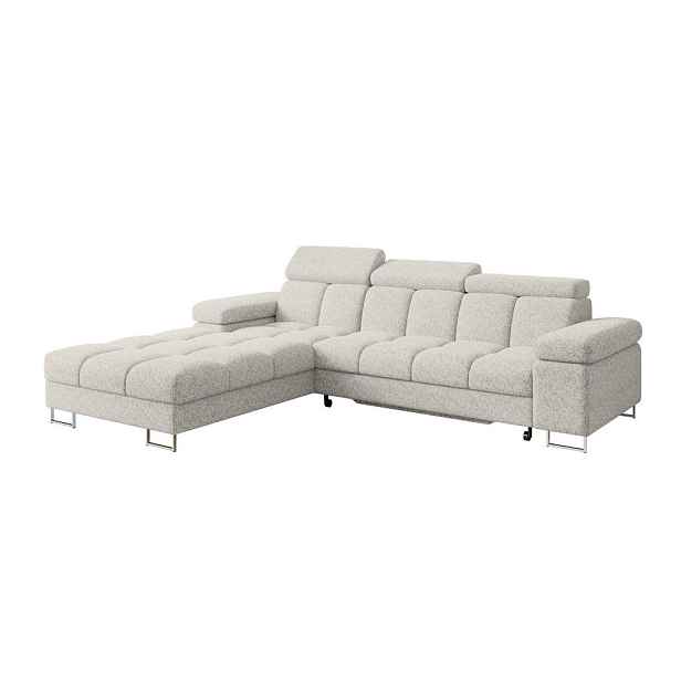 ALTDECOR ROHOVÁ SEDAČKA s funkcí spaní, otoman vlevo COMA L 271x203x79 světle šedá tkanina