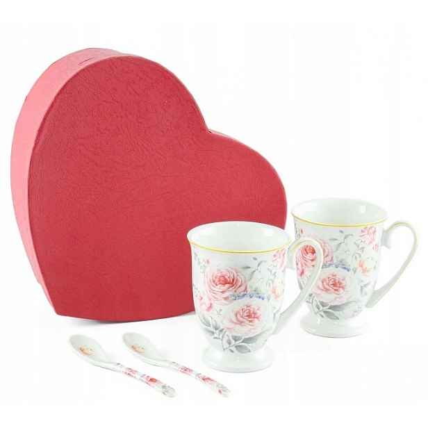 Hrnky se lžičkami 2x 280 ml, Růže