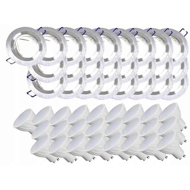 25x Aluminiová Lampa Inox Bodové Osvětlení Led Žárovky 3W