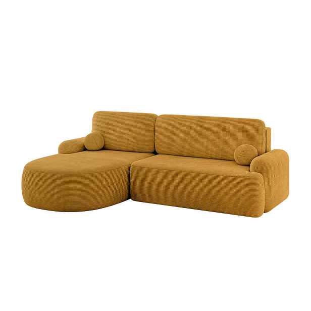 ALTDECOR ROHOVÁ SEDAČKA s funkcí spaní a úložným prostorem LIRA-L - 264x172x89 hořčicově žlutá