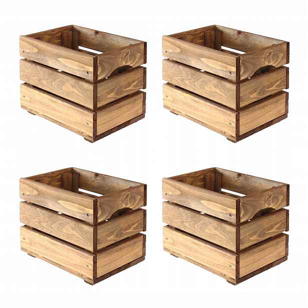 Dřevěné krabice, sada boxů na zeleninu, dřevěná krabička, 4 ks, 30x20