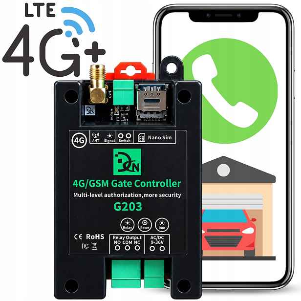 Ovladač Modulu Gsm Pro Bránu Brány Relé Otevírání Telefonem 4G Lte