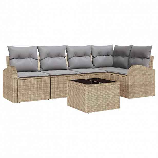 vidaXL Set pohovek 6 ks Béžová Polyester