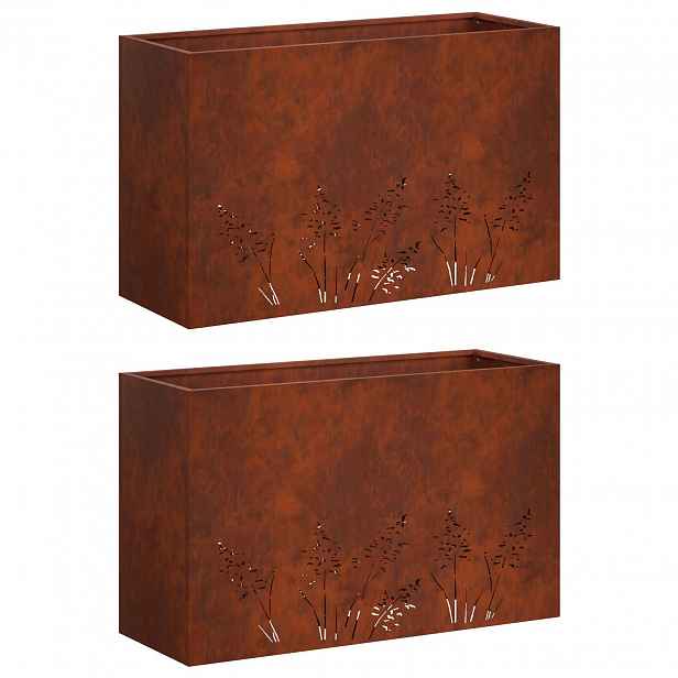 vidaXL Zahradní pěstebník 2 ks Rezavá 80 x 20 x 49 cm
