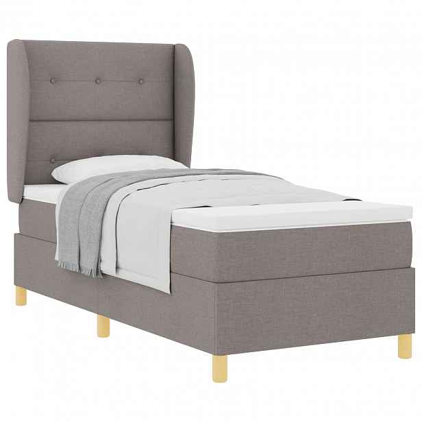 vidaXL Postel s boxspringem s čelo Taupe 200 x 100 cm textil