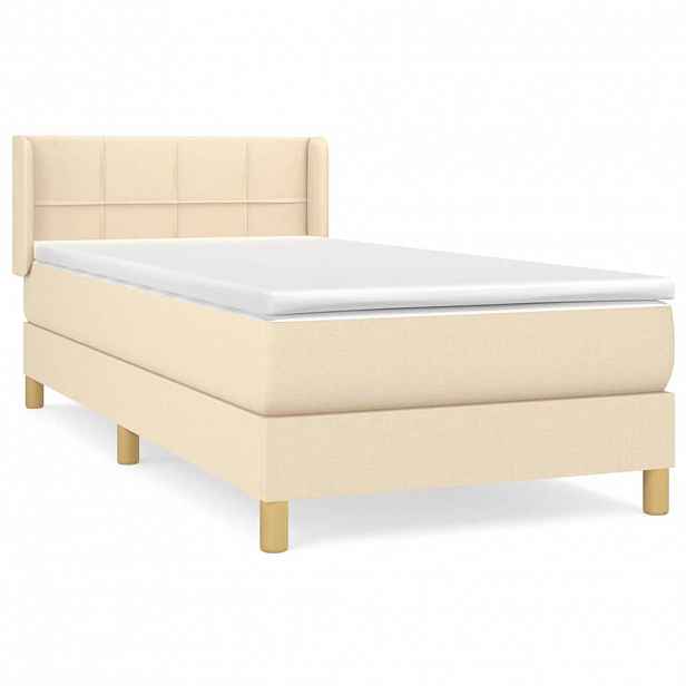 vidaXL Box spring postel s matrací krémová 90x190 cm textil