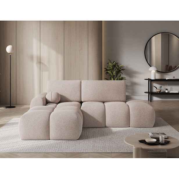 Designová rohová sedací souprava NIMUE - béžová, levý roh