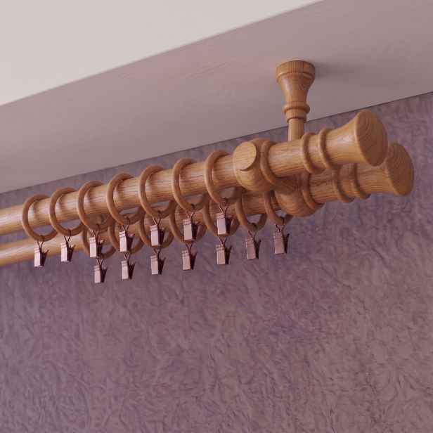 Dřevěná garnýž Ø 28 mm více rozměrů LAURA TOP FIX dub dvouřadá Mybesthome Rozměr: 150 cm