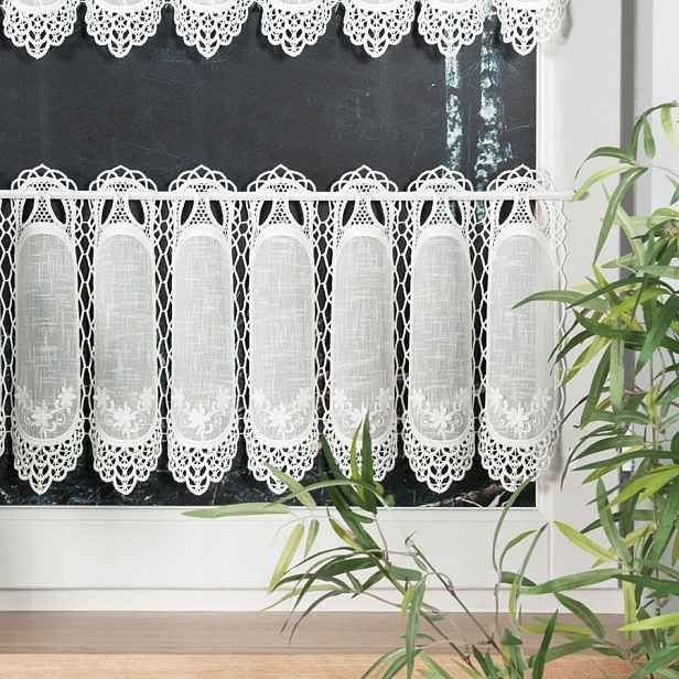 Mg Vitrážová Záclona 15591A batyst Ecru výšivka guipure 250x30cm M