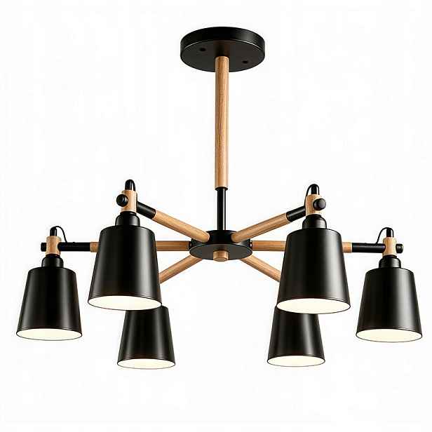 Moderní nordická stropní lampa se 6 světly, závěsné Led svítidlo z matného černého kovu