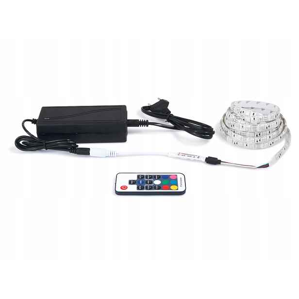 Sada Led pásků Rgb 12V 5M 5050 60LED/m IP65 ovladač dálkový ovladač RF17 napájecí zdroj