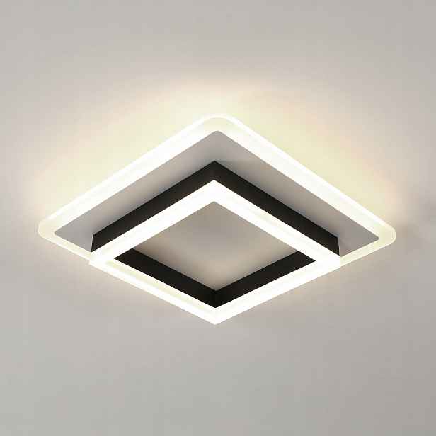 Stropní svítidlo Led Plafond Černé+bílý Čtverec Moderní Obývací Pokoj 4500K 30W