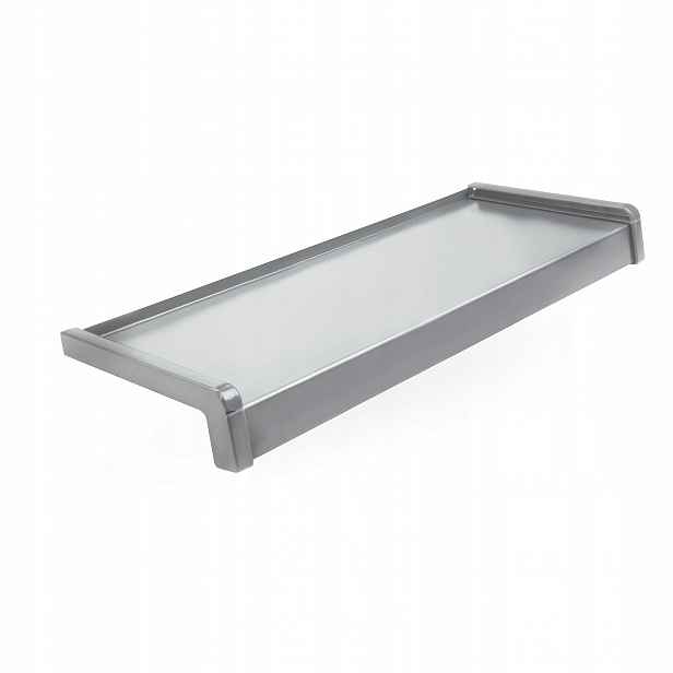 Vnější parapet Ocel Ocelový, Pvc krytky šířka 35 cm délka 80 cm Stříbrná
