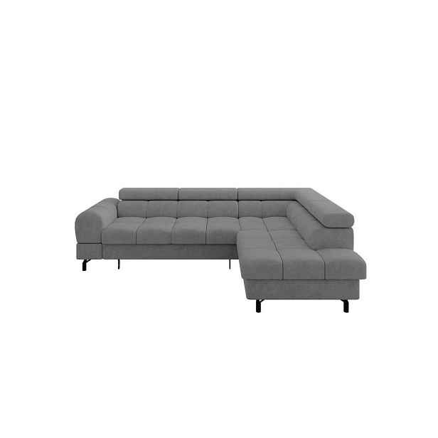 ALTDECOR ROHOVÁ SEDAČKA s funkcí spaní otomana vpravo LUMA-L 272x203x70 šedá velur