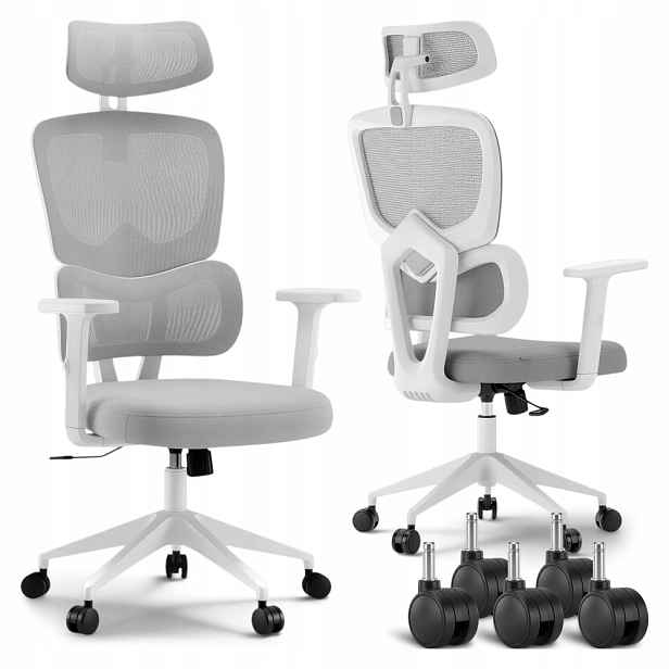 Ergonomická Kancelářská Otočná Židle, Nastavitelná, Šedá Barva