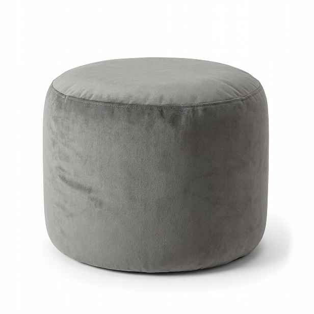Šedý Podnožka Velvet 35x25 cm Kulatá Malá Taburet Dekorativní Do Obývacího Pokoje