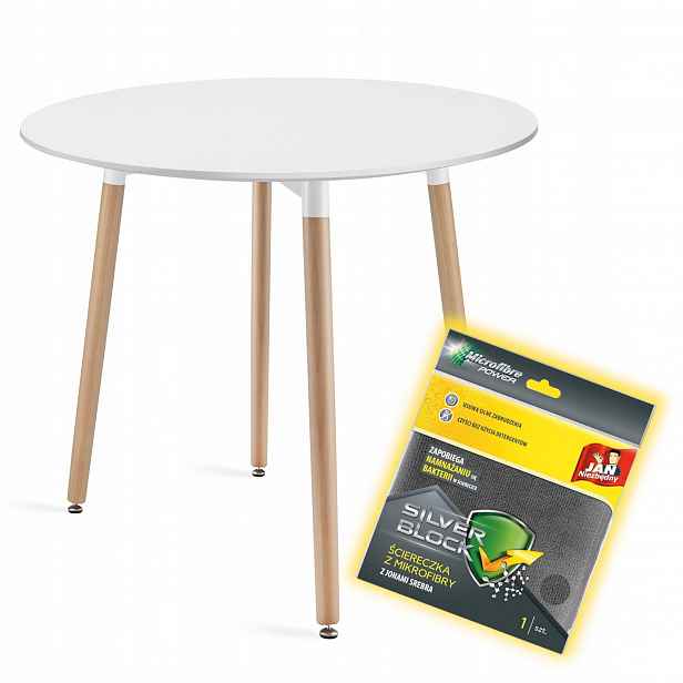 Stůl Kulatý 80 cm Bílý skandinávský kuchyňský stůl do obývacího pokoje Jídelna