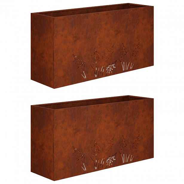 vidaXL Zahradní pěstebník 2 ks Rezavá 100 x 20 x 49 cm