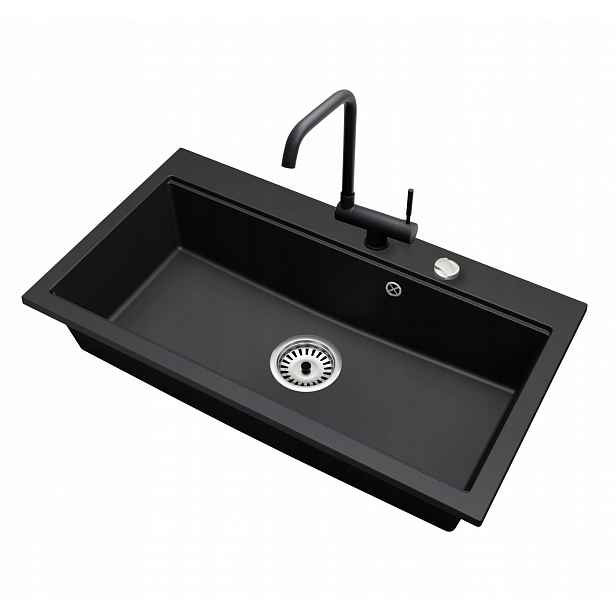 Kuchyňský granitový dřez Jednokomorový Elite 90 Baterie Sifon Automat