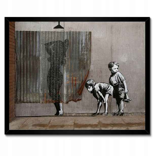 Plakáty v rámu 50x40 Banksy Chlapci Sprcha
