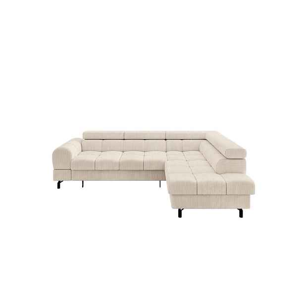ALTDECOR ROHOVÁ SEDAČKA s funkcí spaní otomana vpravo LUMA-L 272x203x70 béžová manšestr