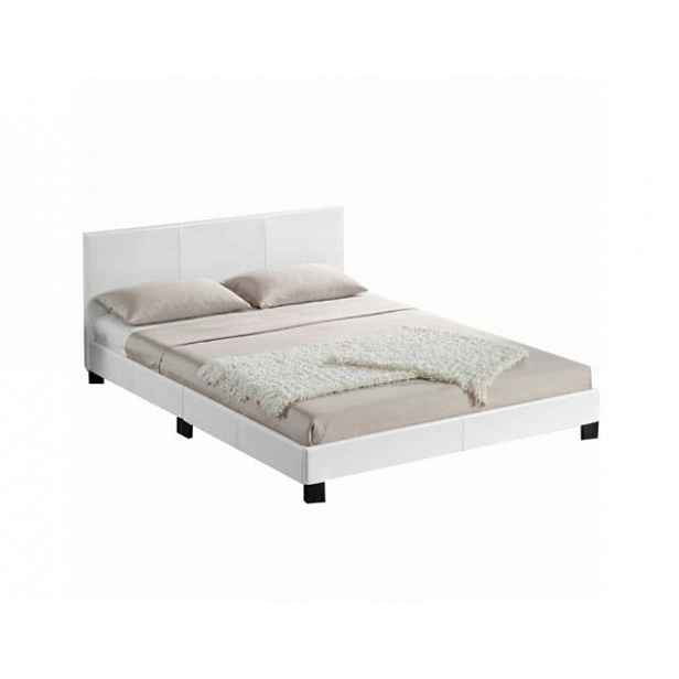 Bílá postel DANETA, ekokůže, 160x200 cm