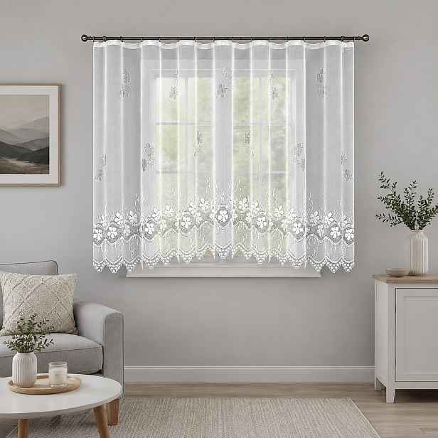 Dekorační žakárová záclona s řasící páskou JOANA 160 bílá 400x160 cm MyBestHome