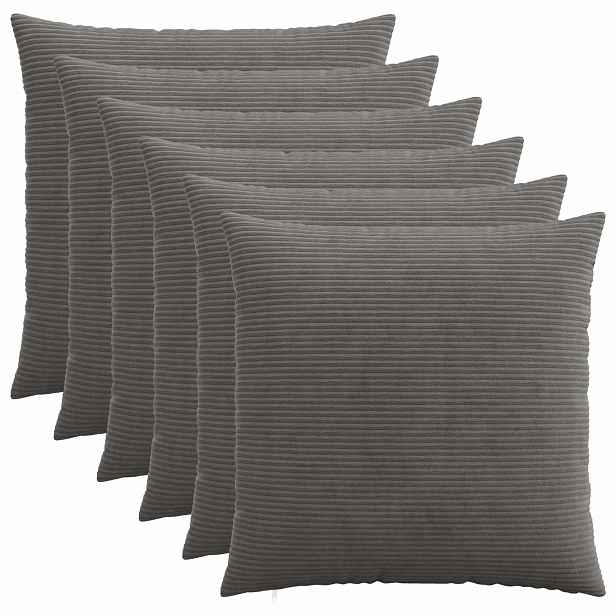 vidaXL Povlak na polštář 6 pcs HEERLEN Tmavě šedá 55 x 55 cm manšestr