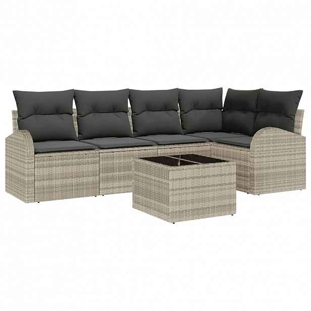 vidaXL Set pohovek 6 ks Světle šedá Polyester