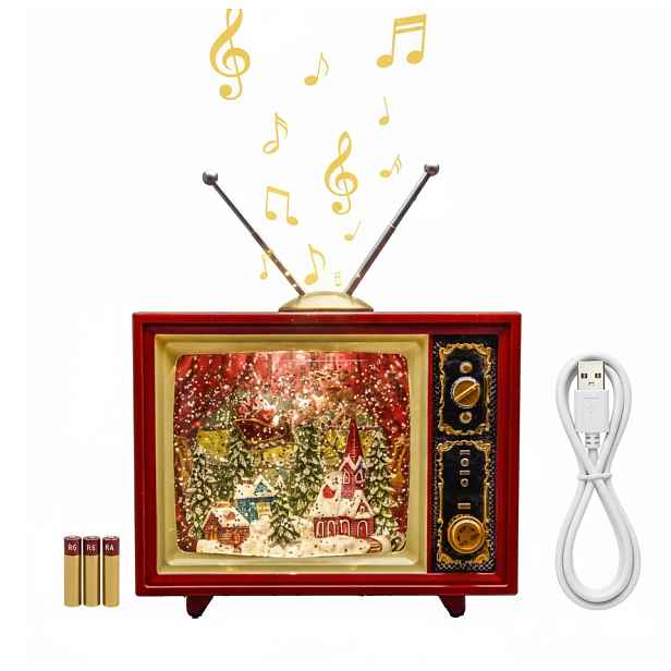 Vánoční Lampion Hudební Hrací Skříňka Tv Santa Clausem Sob Na Baterie Přes Usb