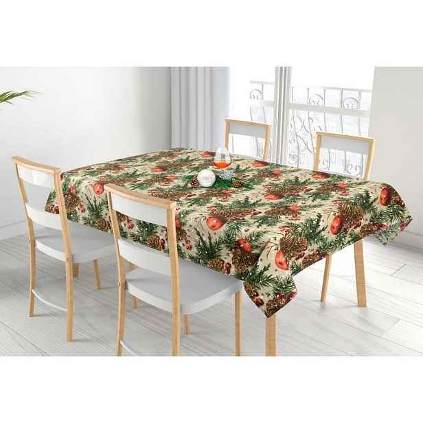 Bellatex Ubrus Šišky a jablka vánoční, 100 x 100 cm, 100 x 100 cm