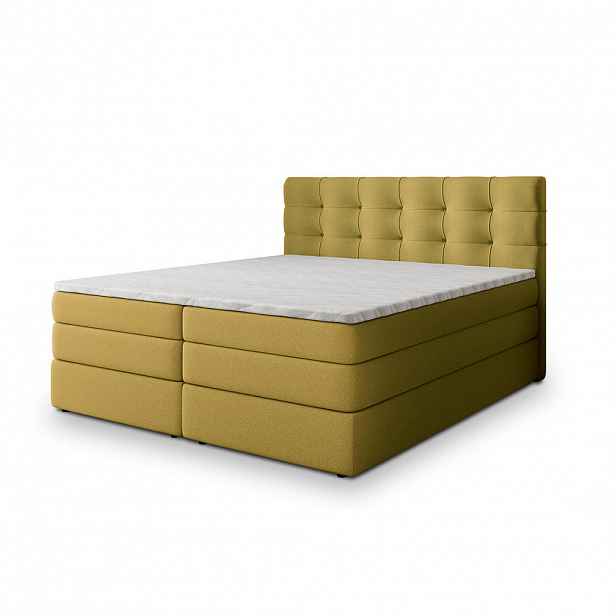 MASSENO POSTEL BOXSPRING AREZI 160x200 cm, s matrací a úložným prostorem, žlutá