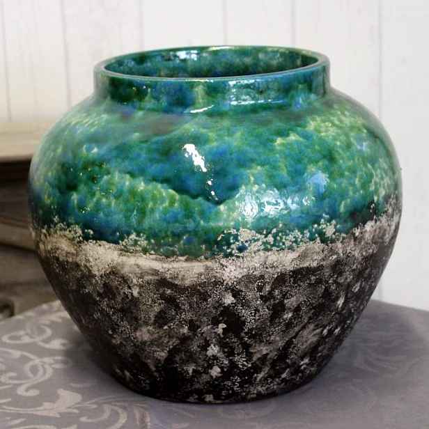 Obal TOSCANA keramika šedo-zelená 25cm
