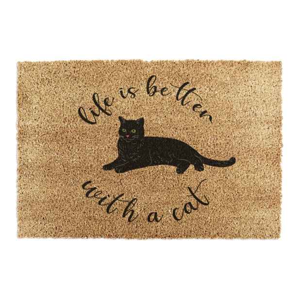 Rohožka z kokosového vlákna 40x60 cm Life Is Better With a Cat – Artsy Doormats