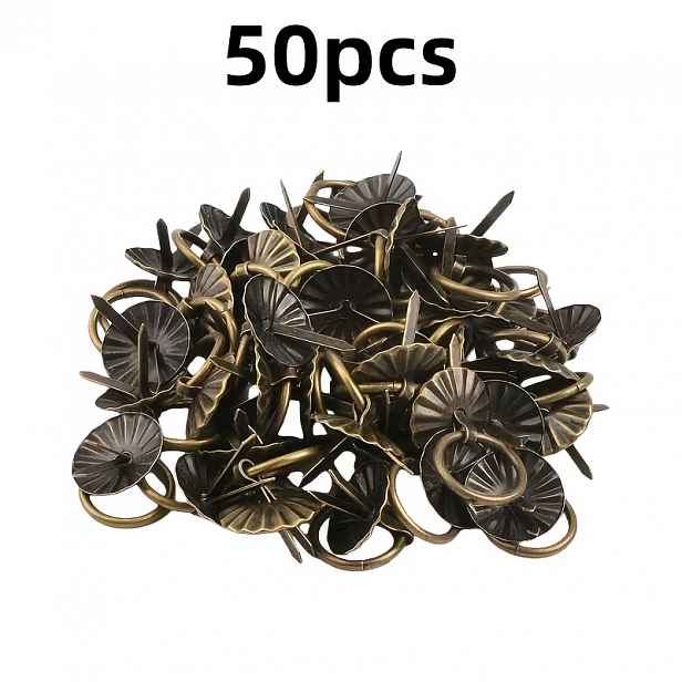 TEMU 50 ks Ručně vyráběné železné zvonečky na dveře, bronzové koncovky ve vintage stylu, dekorativní kroužky na dveře, retro kovové dveřní kování pro