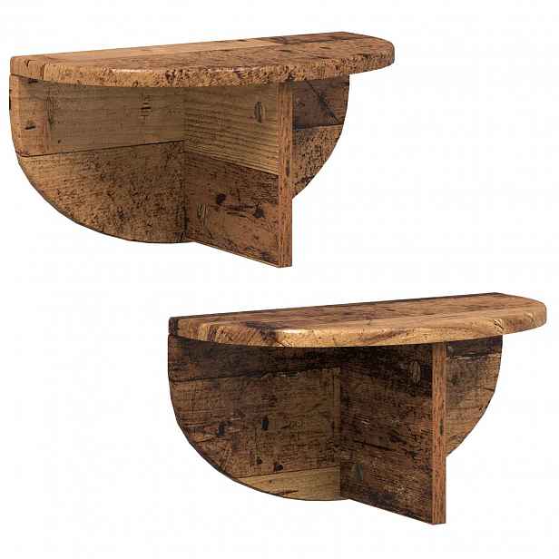 vidaXL Nástěnná polička 2 ks Staré dřevo 38 x 19 x 19 cm