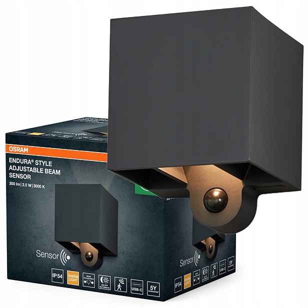 Zahradní nástěnné svítidlo Led Fasádní lampa Snímač pohybu 2.5W 180lm 3000K IP54