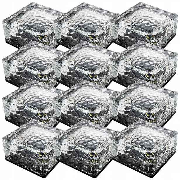 12 x Solární Led Lampa Zahradní Solární Lampy Do Zahrady Kostka