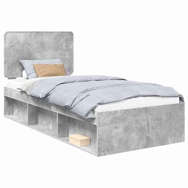 vidaXL Rám postele Betonově šedá 90 x 200 cm Masivní borové dřevo