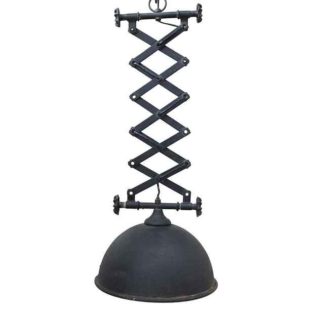 Industriální černé antik kovové závěsné světlo Factory - Ø 32*55-72 cm / E27 Chic Antique