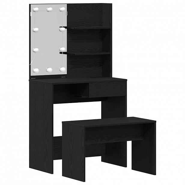 vidaXL LED Toaletní stolek Set 2 ks Černý dub 74,5 x 40 x 141 cm