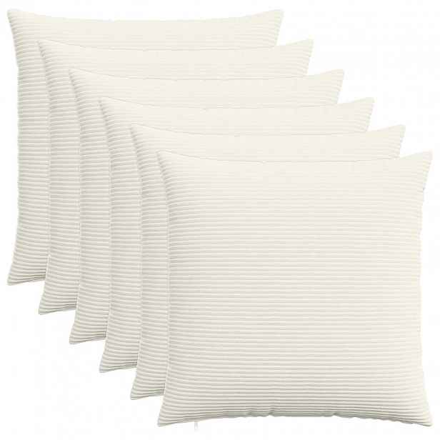 vidaXL Povlak na polštář 6 pcs HEERLEN Krémová 55 x 55 cm manšestr