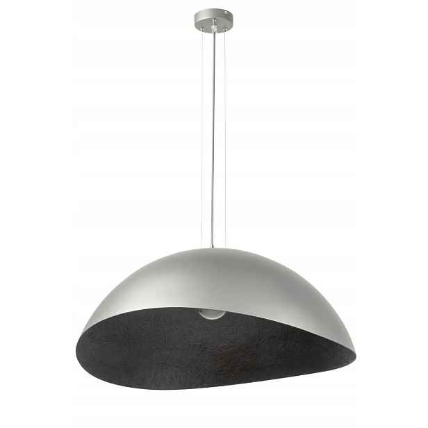 Dekorativní závěsná lampa stříbrná černá kulatá 48 cm do jídelny Sigma