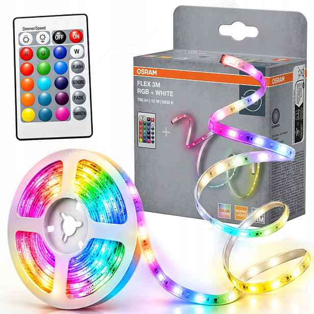 Led pásek Dekorativní pásek 10W Rgbw 3000K Teplý 3m Dálkový Ovladač Osram