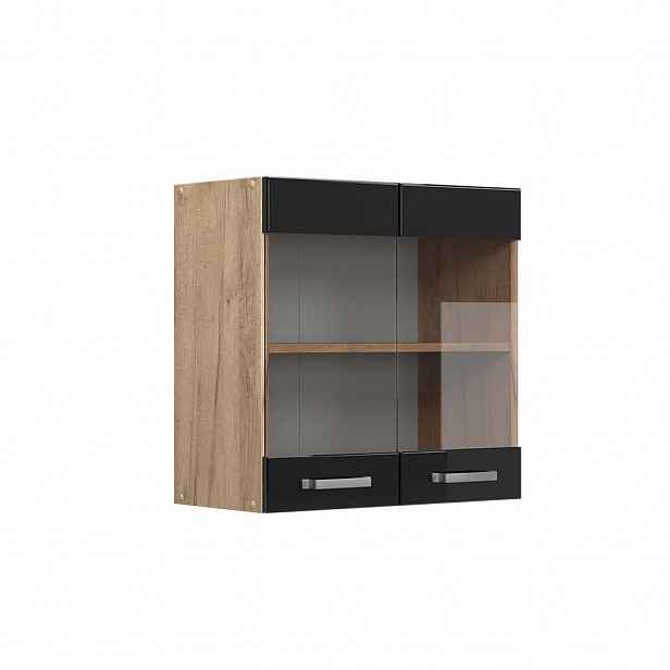 Vicco SKLENĚNÁ KUCHYŇSKÁ SKŘÍŇKA R-Line Černý vysoký lesk 60 cm