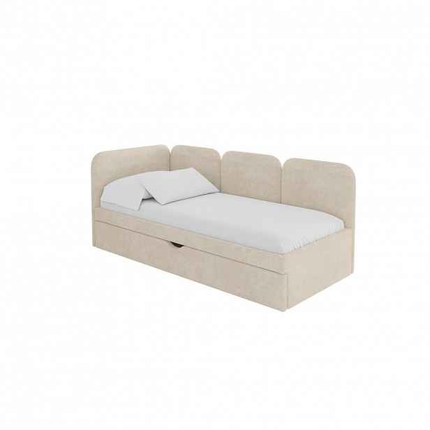 ALTDECOR JEDNOLŮŽKOVÁ POSTEL pro mládež s úložným prostorem, vpravo - ALVY 90x200 béžová