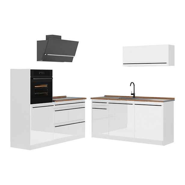 Vicco KUCHYŇSKÝ KOUT R-Line, Bílá vysoký lesk/Bílá, 160 cm pracovná doska Dub Goldkraft