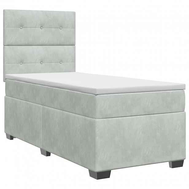 vidaXL Postel boxspring s matrací s čelo Světle šedá jednoduchý Samet