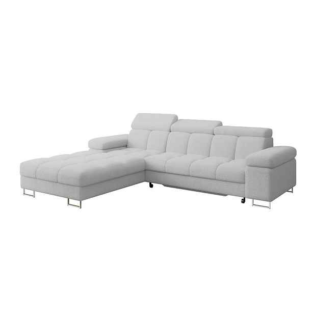 ALTDECOR ROHOVÁ SEDAČKA s funkcí spaní, otoman vlevo COMA L 271x203x79 světle šedá buklé